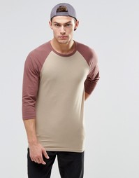 Облегающая футболка с контрастными рукавами реглан 3/4 ASOS