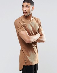 Длинная эластичная футболка в рубчик ASOS - Auburn