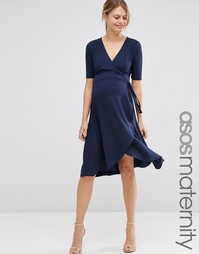 Чайное платье миди с запахом для кормящих мам ASOS Maternity