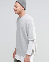 Oversize-свитшот с короткими рукавами ASOS - Серый меланж