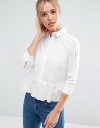 Блузка с кружевной вставкой ASOS - Кремовый