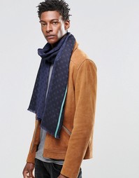 Шарф в горошек с логотипом PS By Paul Smith - Темно-синий