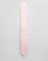 Розовый узкий галстук в горошек ASOS - Розовый