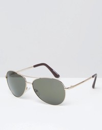 Солнцезащитные очки-авиаторы с кожаной вставкой Abercrombie &amp; Fitch