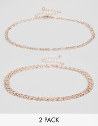Два ожерелья-чокера с цепочками ASOS - Розовое золото
