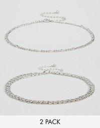 Два ожерелья-чокера с цепочками ASOS - Серебряный