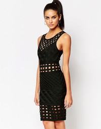 WOW Couture Criss Cross Detail Bandage Midi Dress - Черный