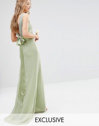 Декорированное платье макси с бантиками сзади TFNC WEDDING - Шалфей