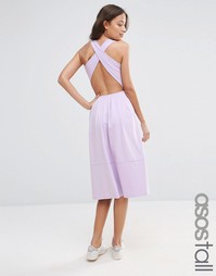 Приталенное платье миди с перекрестными лямками на спине ASOS TALL