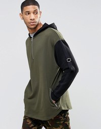 Худи с молнией до груди и отделкой лентой ASOS