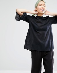 Блузка с оборками на рукавах Monki - Черный