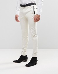 ASOS Super skinny Trousers in White With Black Satin Trim - Белый