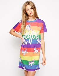 Разноцветное платье-футболка с принтом единорогов Hype - Мульти