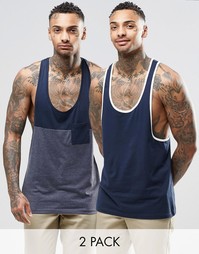 ASOS Vest With Contast And Extreme Racer Back 2 Pack SAVE 17%