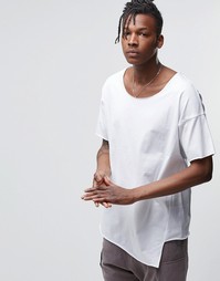 Oversize-футболка с необработанным овальным вырезом ASOS - Белый