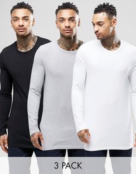 ASOS Longline Muscle Long Sleeve T-Shirt 3 Pack SAVE 23% - Мульти