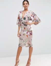 Платье-футляр в стиле кимоно с цветочным принтом ASOS - Принт