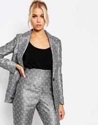 Пиджак с плиточным принтом Fashion Union Co-Ord - Серый