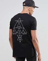 Длинная футболка с принтом ASOS - Черный