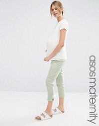Льняные укороченные брюки для беременных ASOS Maternity - Мятный