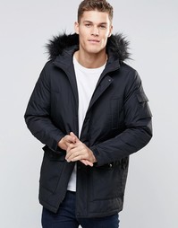 Черная парка с отделкой из искусственного меха ASOS - Черный
