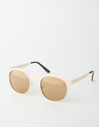 Круглые солнцезащитные очки в золотистой оправе ASOS - Золотой
