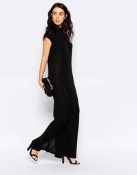 Ichi Sleeveless High Neck Maxi Shift Dress - Черный