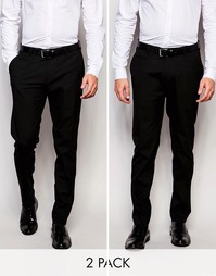 2 пары строгих черных брюк скинни ASOS - Черный
