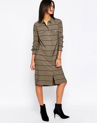 Платье-рубашка миди в полоску Pepe Jeans Fergy - 679military green