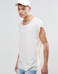 Удлиненная oversize‑футболка с глубоким вырезом из вафельного трикотаж Asos