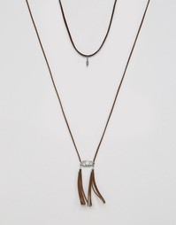ASOS Brown Faux Suede Necklace With Tassle - Коричневый
