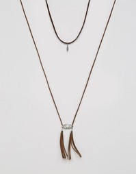 ASOS Brown Faux Suede Necklace With Tassle - Коричневый