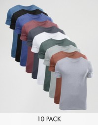 10 облегающих футболок с круглым вырезом ASOS - СКИДКА 25% - Мульти