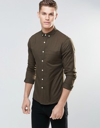 Оксфордская зауженная рубашка с длинными рукавами ASOS - Mid khaki