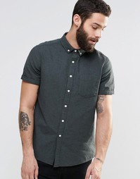Саржевая рубашка цвета хаки в крапинку с длинными рукавами ASOS - Хаки
