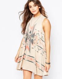 Замшевое платье-туника с принтом Vintage Havana - Рыжий