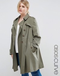 Приталенный макинтош ASOS CURVE - Хаки