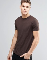 ASOS T-Shirt With Crew Neck In Dark Brown - Черный кофе