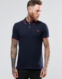 Темно-синяя футболка-поло узкого кроя с логотипом Paul Smith