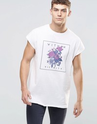 Oversize-футболка без рукавов с цветочным принтом и необработанным кра Asos
