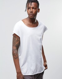 Белая oversize‑футболка без рукавов с необработанной глубокой горловин Asos
