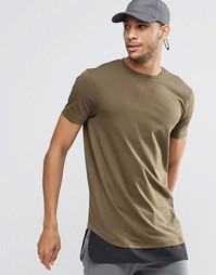 Длинная футболка цвета хаки ASOS
