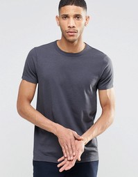 Черная хлопковая футболка ASOS Premium - Выбеленный черный
