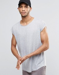 Oversize-футболка без рукавов с необработанным краем ASOS - Серый лен