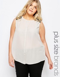 Junarose Pinar Blouse With Lace Panels - Moonbeam