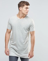 Супердлинная футболка с контрастным краем ASOS - Серый