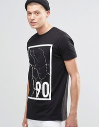 Черная футболка с принтом грозовых молний ASOS - Черный