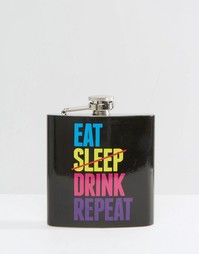 Плоская фляжка с надписью Eat Sleep Drink Repeat - Мульти Gifts