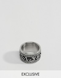 Кольцо с ацтекским узором Reclaimed Vintage - Серебряный