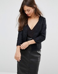 Ажурный укороченный пиджак Only Maggie - Темно-синий